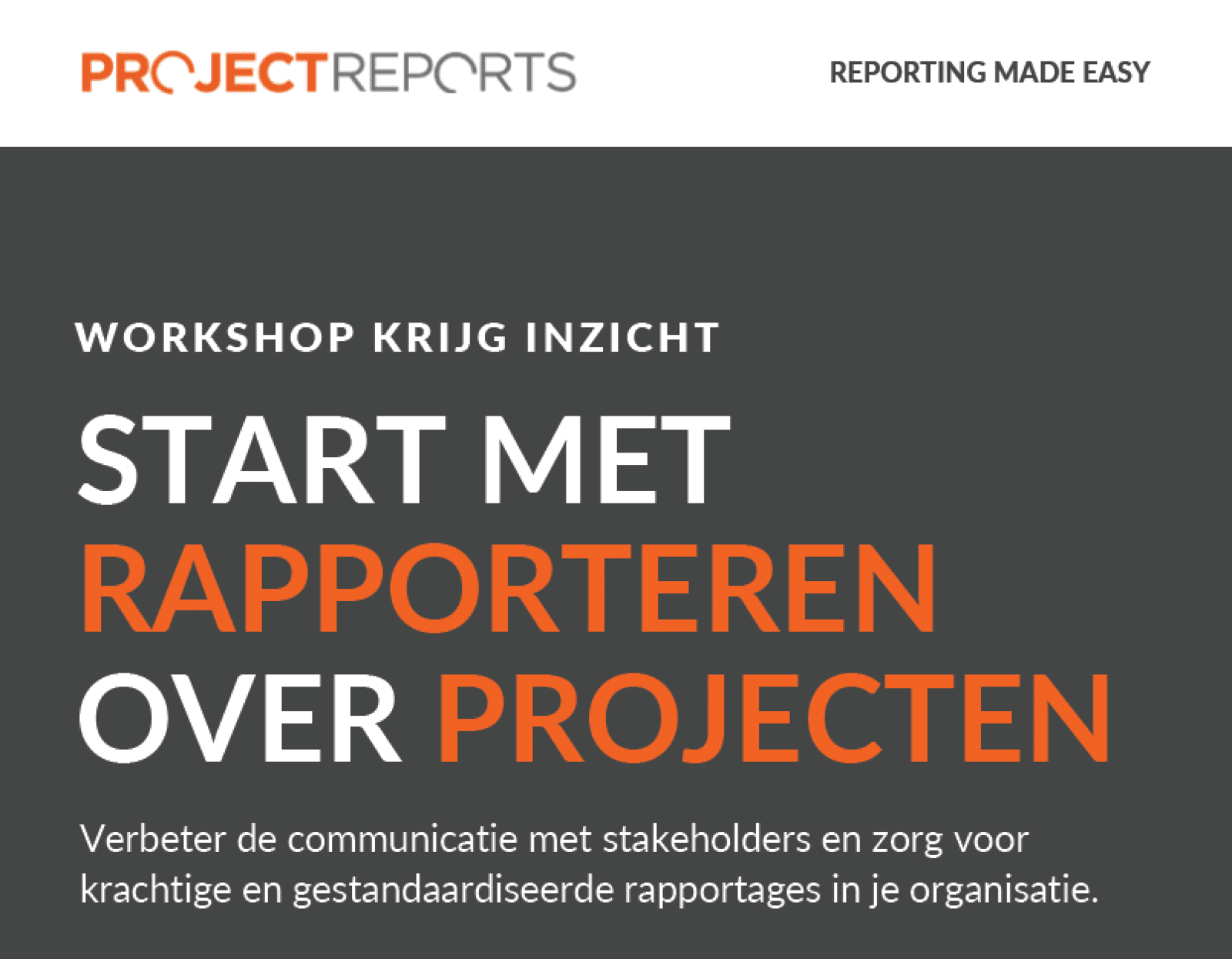 Flyer Workshop Krijg Inzicht - Start met rapporteren over projecten